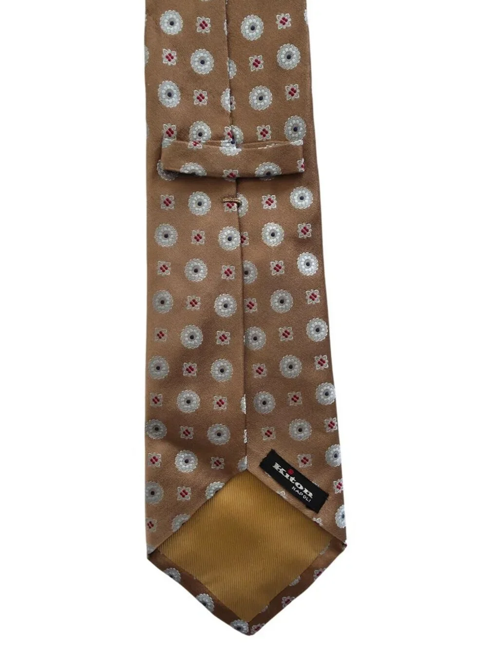 KITON Napoli Bronze-Brown Geometric 100% Silk Tie - Made In Italy - Picture 3 of 5